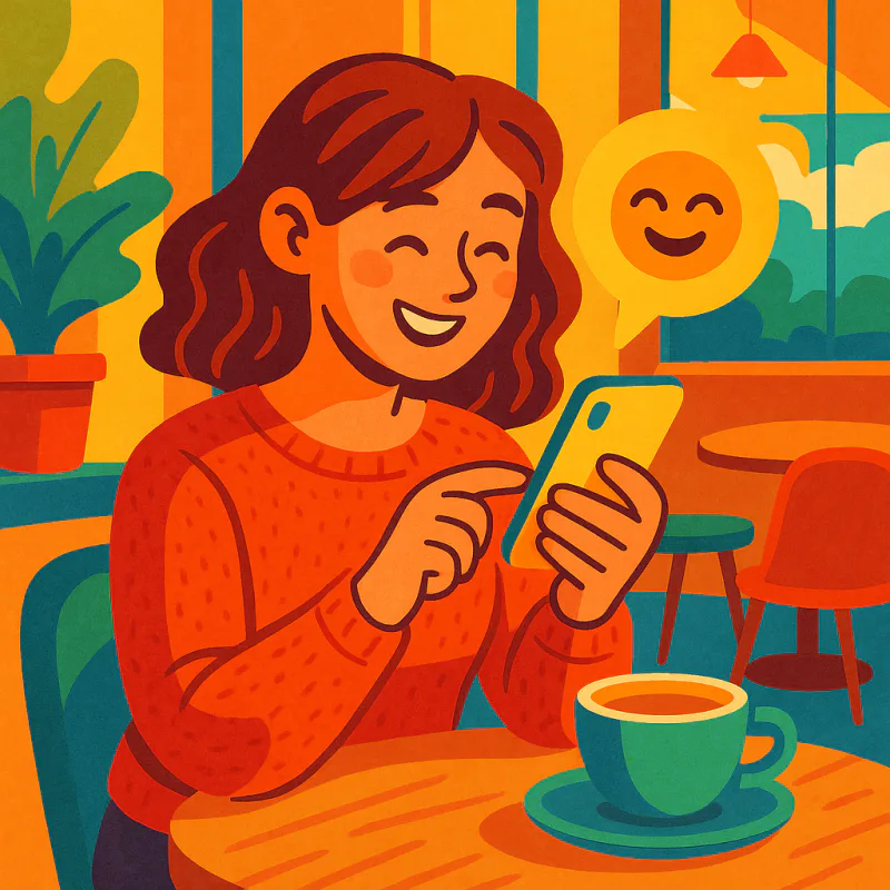 Person sending a cheerful reply on their phone
