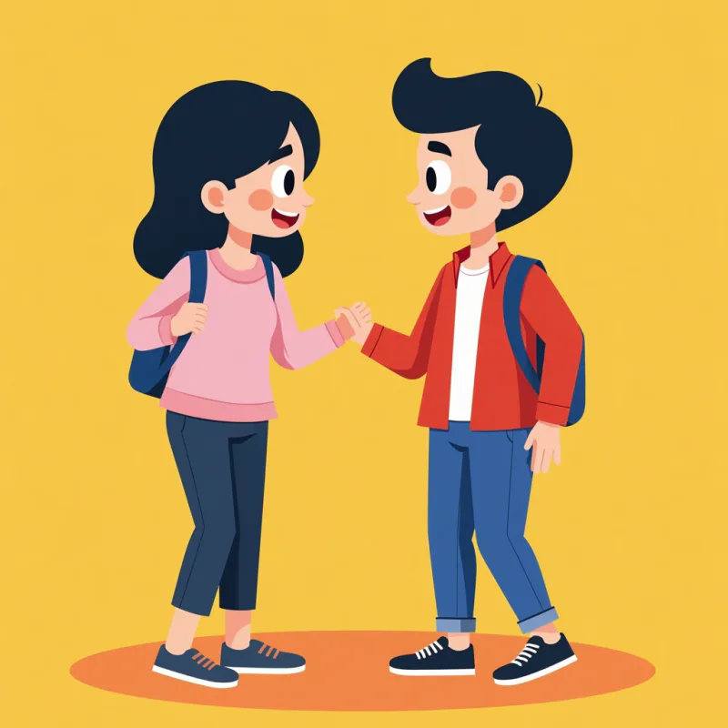 A foreign person and a Japanese friend talking and laughing over coffee at a warm cafe, one of them saving a seat, a relaxed welcoming atmosphere, warm bright colors, modern illustration style, no text