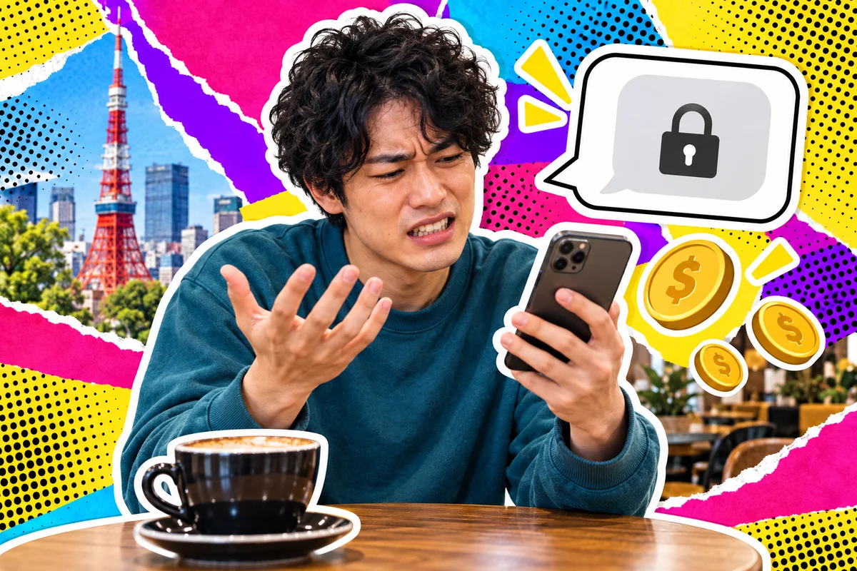 Man frustrated by a chat app paywall