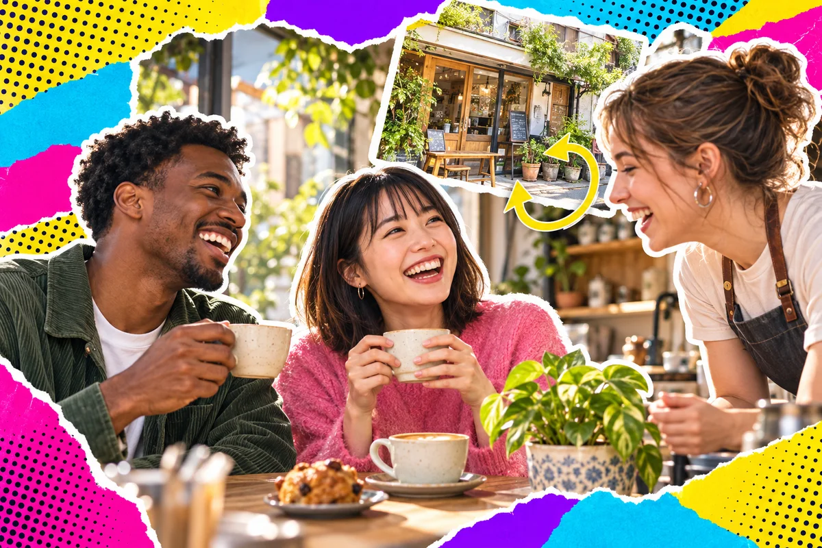 Friends getting to know each other at a neighborhood cafe
