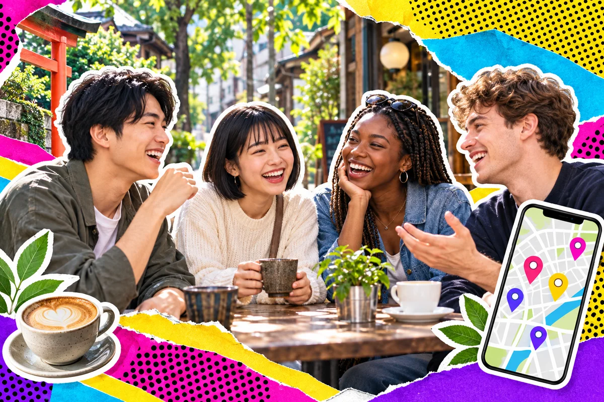 Neighbors sharing coffee and finding nearby friends
