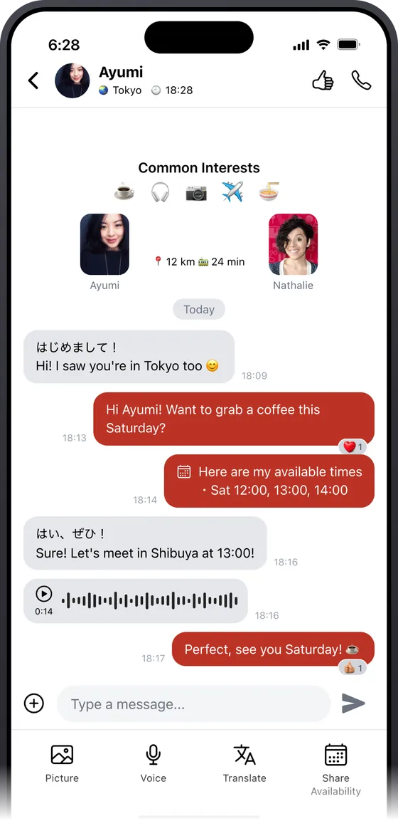 SewaYou chat planning a real-life meetup